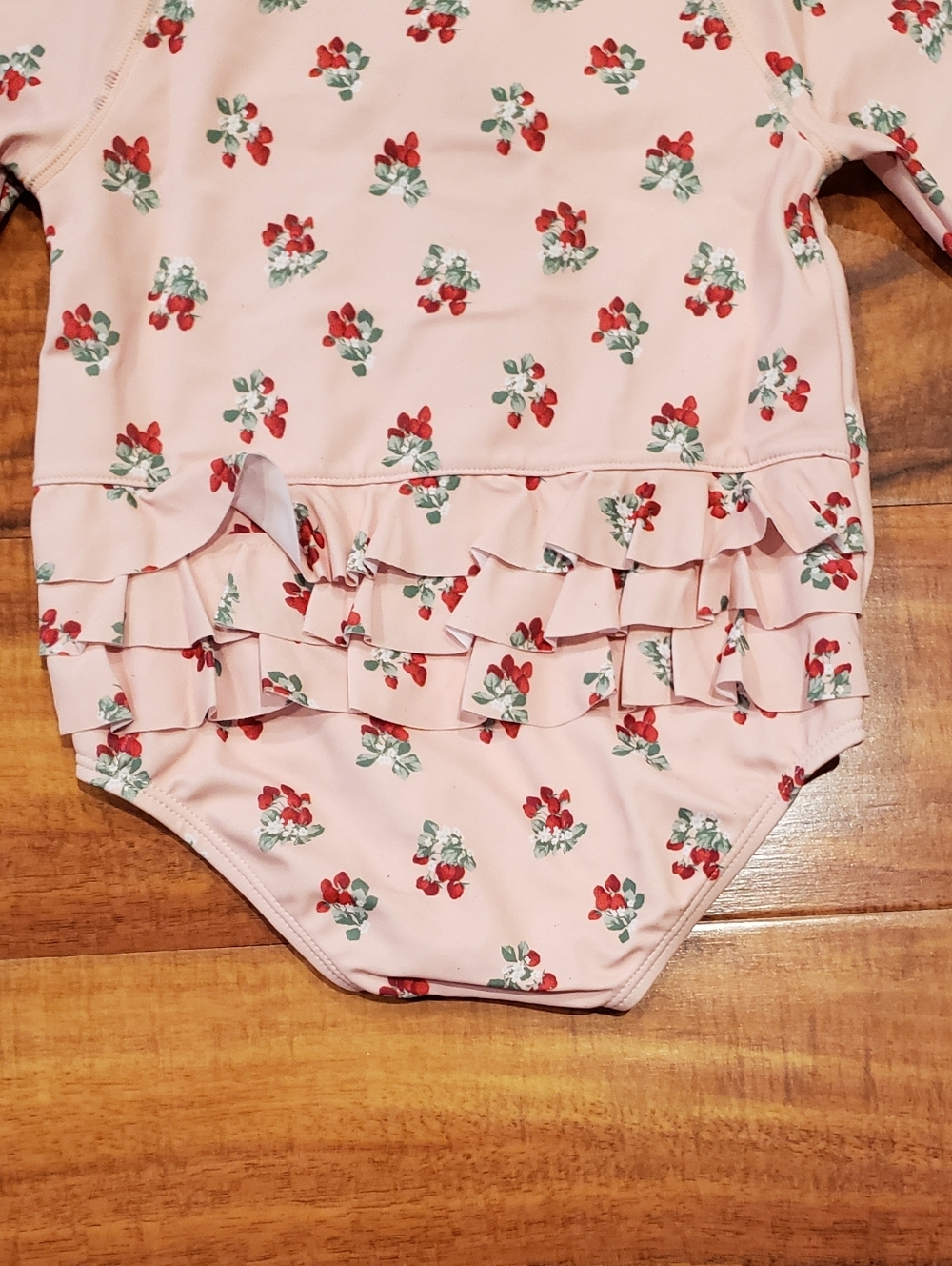 Janie and Jack NWT 18-24 months pink strawberry rashguard one-piece swimsuit - Picture 5 of 6
